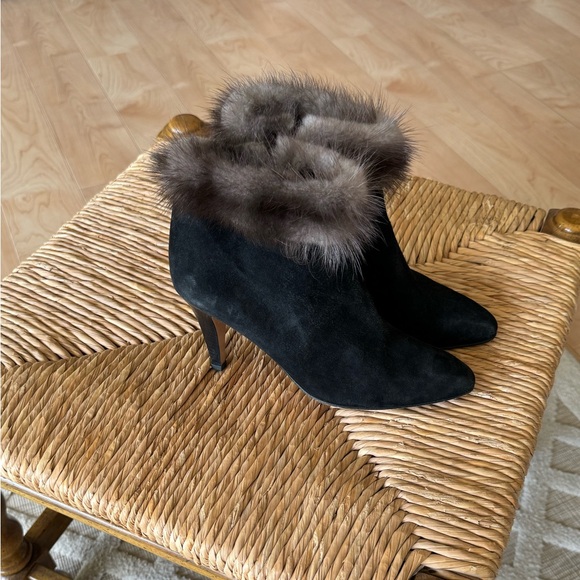 BALLY Black Leather Fur Trim Ankle Boots Made in Italy Designer Luxury Classic - Picture 3 of 12